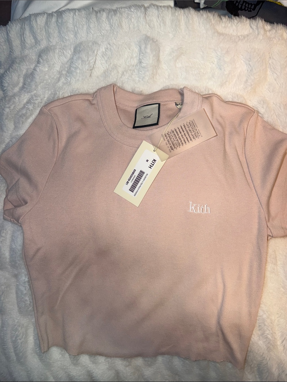 Kith Embroidered Logo Tee in Light Pink